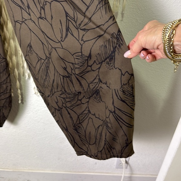bryn Walker Brown and Black Floral Outline Print Cotton Oliver Pant Size Small - Picture 6 of 11